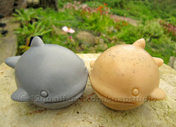 Pair of Whale Soaps (Grey & Beige)