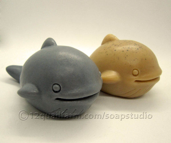 Pair of Whale Soaps (Grey & Beige)